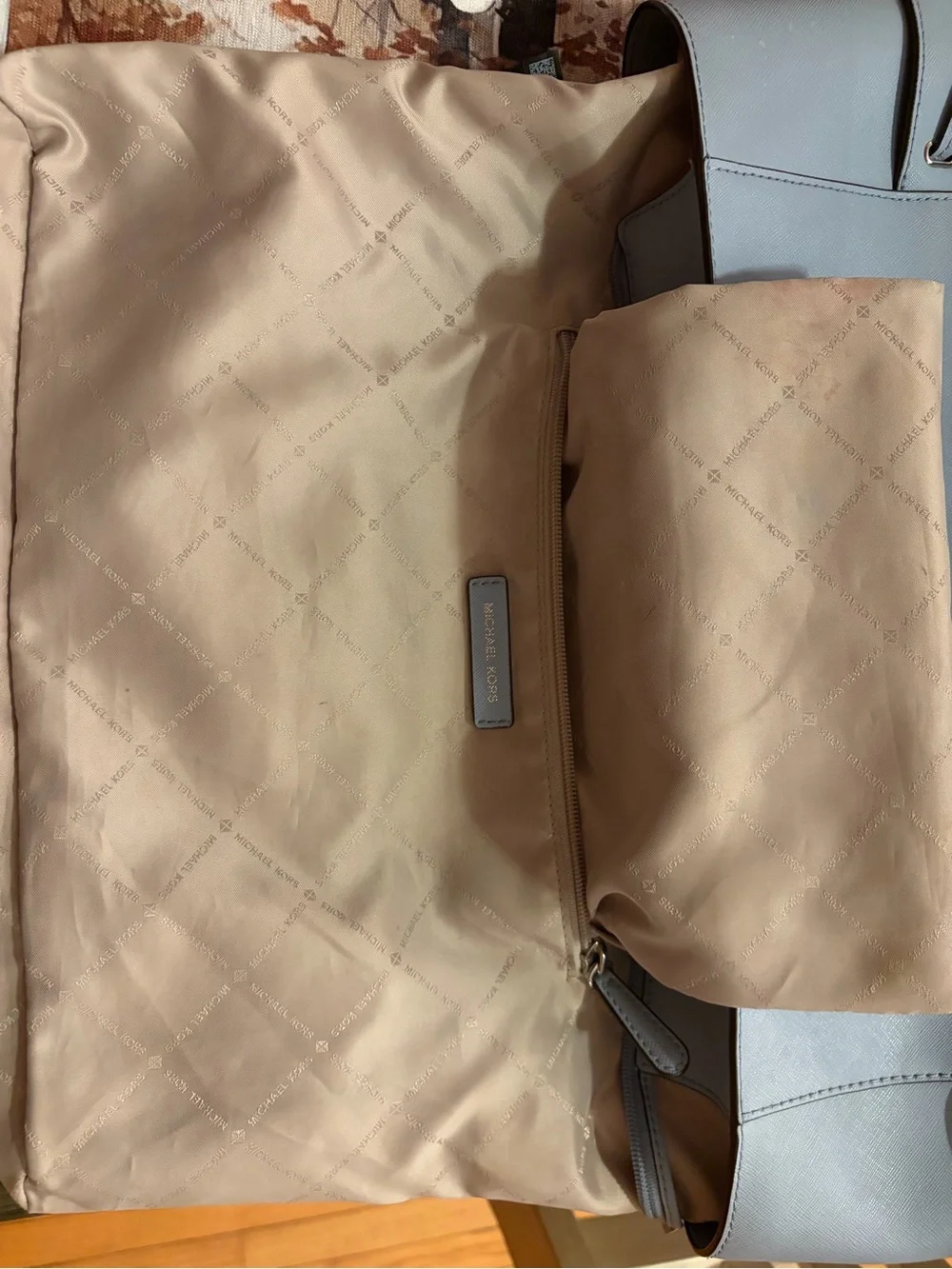 MICHAEL KORS Light Blue Leather Tote Bag